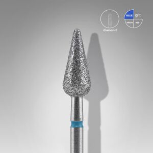 Staleks PRO EXPERT Diamond Nail Drill Bit Pointed Pear Blue (head diameter 5 mm / working part 12 mm)