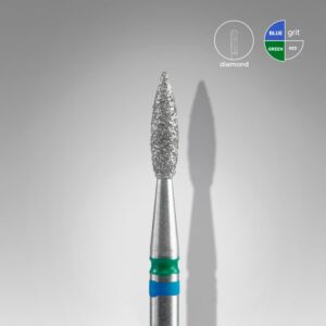 Staleks PRO EXPERT Diamond Nail Drill Bit DUO Flame Blue and Green (head diameter 2.5 mm / working part 8 mm)
