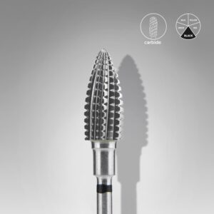 Staleks Carbide Nail Drill Bit, "Pine Cone", Black, Head Diameter 6mm, Working Part 14mm (FT110H060/14)