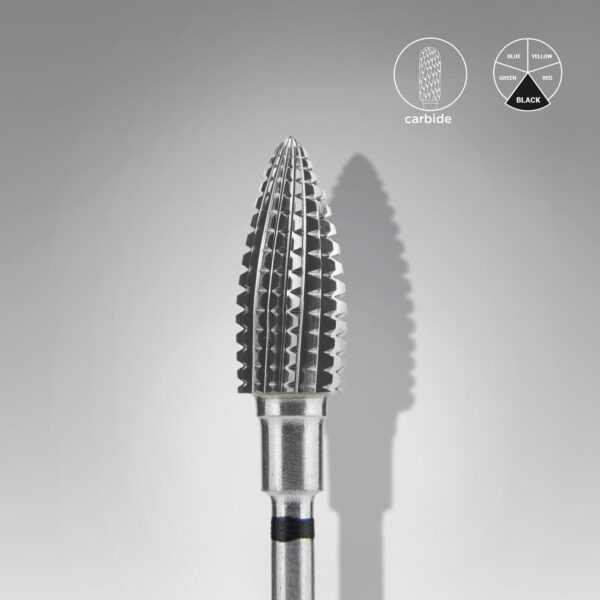 Staleks Carbide Nail Drill Bit, "Pine Cone", Black, Head Diameter 6mm, Working Part 14mm (FT110H060/14)