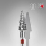 Staleks Carbide Nail Drill Bit, "Cone", Red, Head Diameter 6mm, Working Part 14mm - For Left Handed Users (FT73R060/14)
