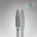 Staleks Carbide Nail Drill Bit, "Corn", Green, Head Diameter 4mm, Working Part 14mm (FT90G040/14)