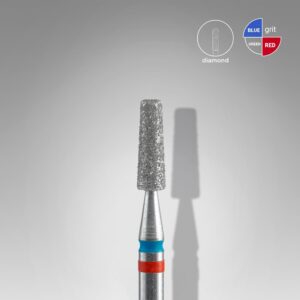 Staleks PRO EXPERT Diamond Nail Drill Bit DUO Cone Red and Blue (head diameter 2.5 mm / working part 8 mm)