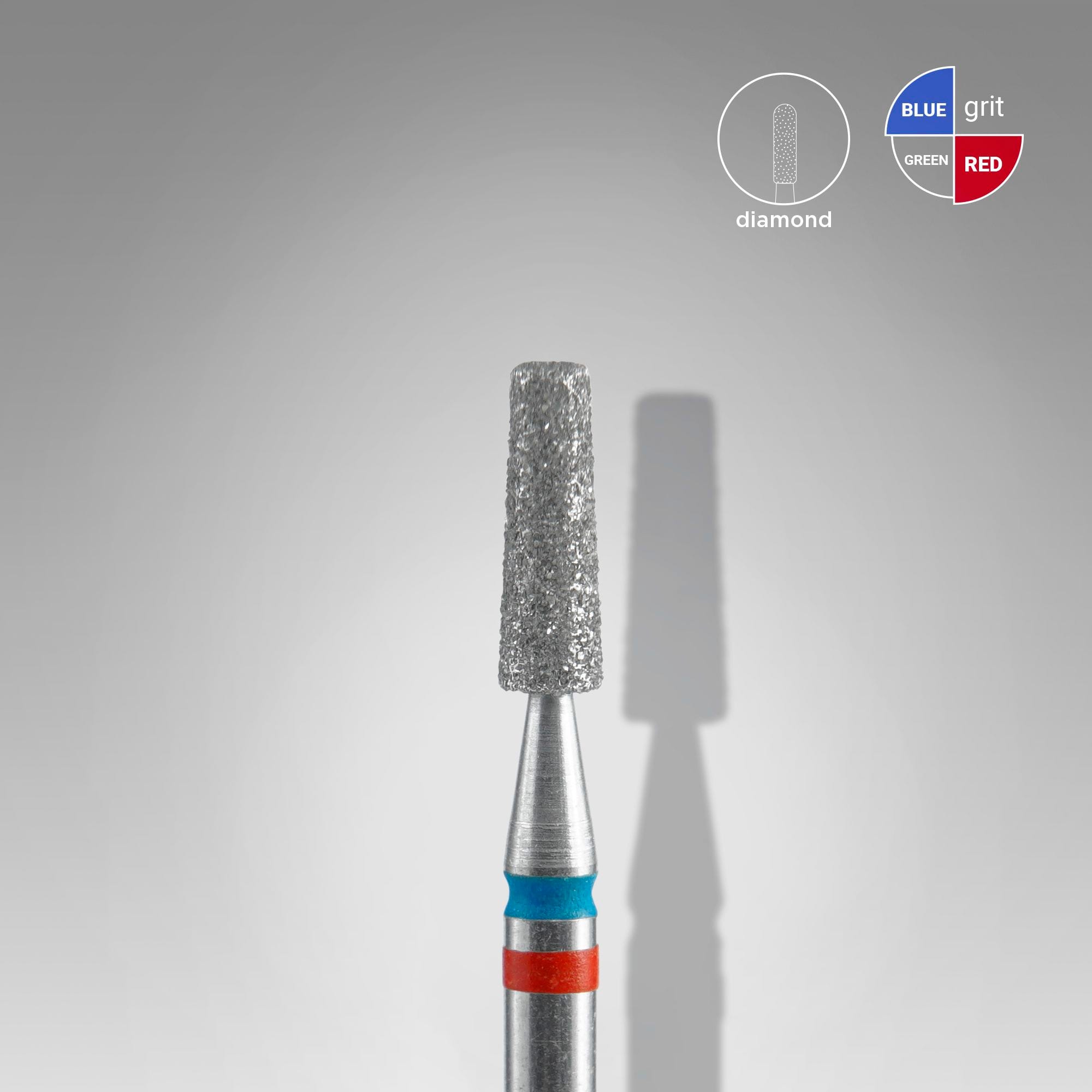 Staleks PRO EXPERT Diamond Nail Drill Bit DUO Cone Red and Blue (head diameter 2.5 mm / working part 8 mm)