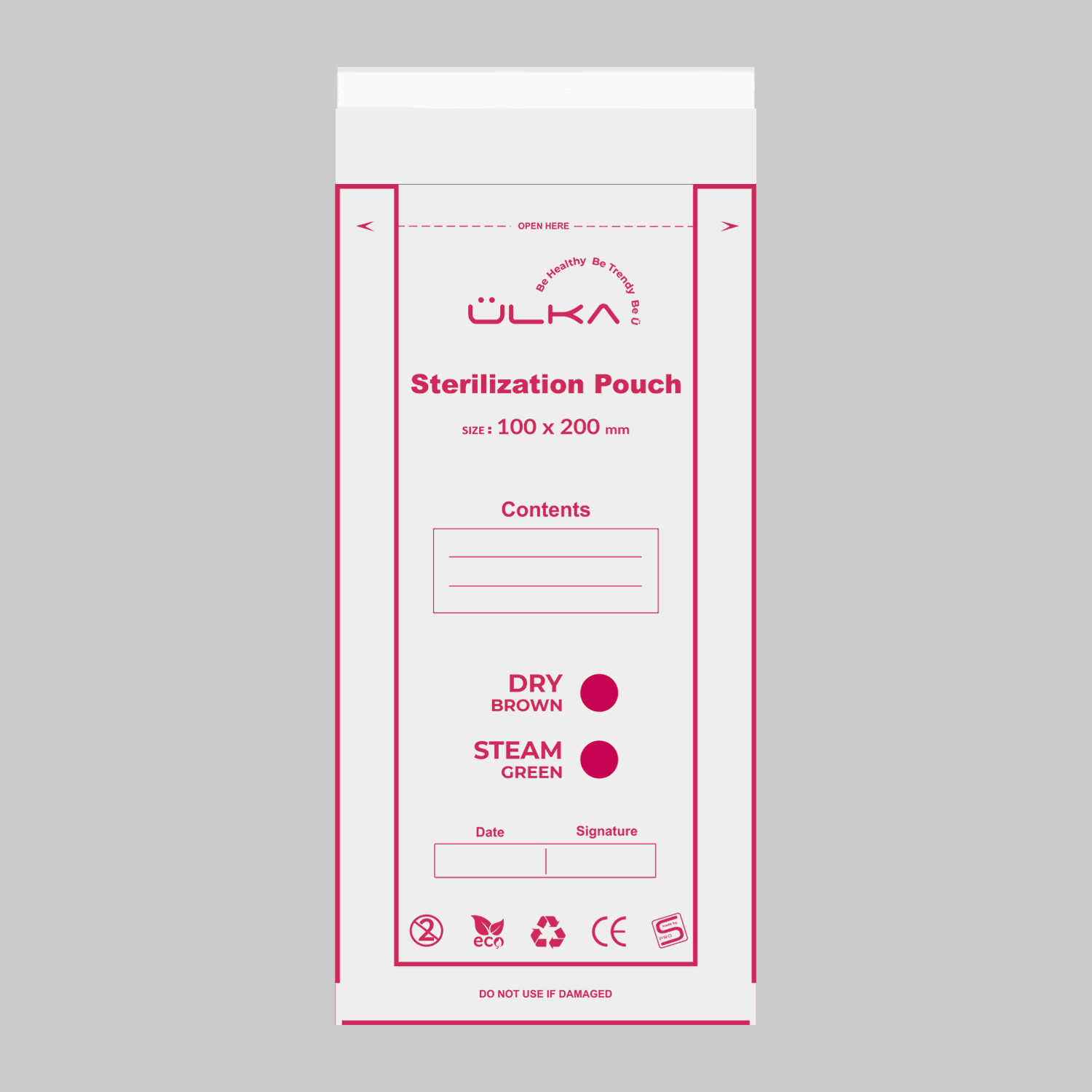 ÜLKA Sterilization pouches with indicator 100mmx200mm (100 pcs)
