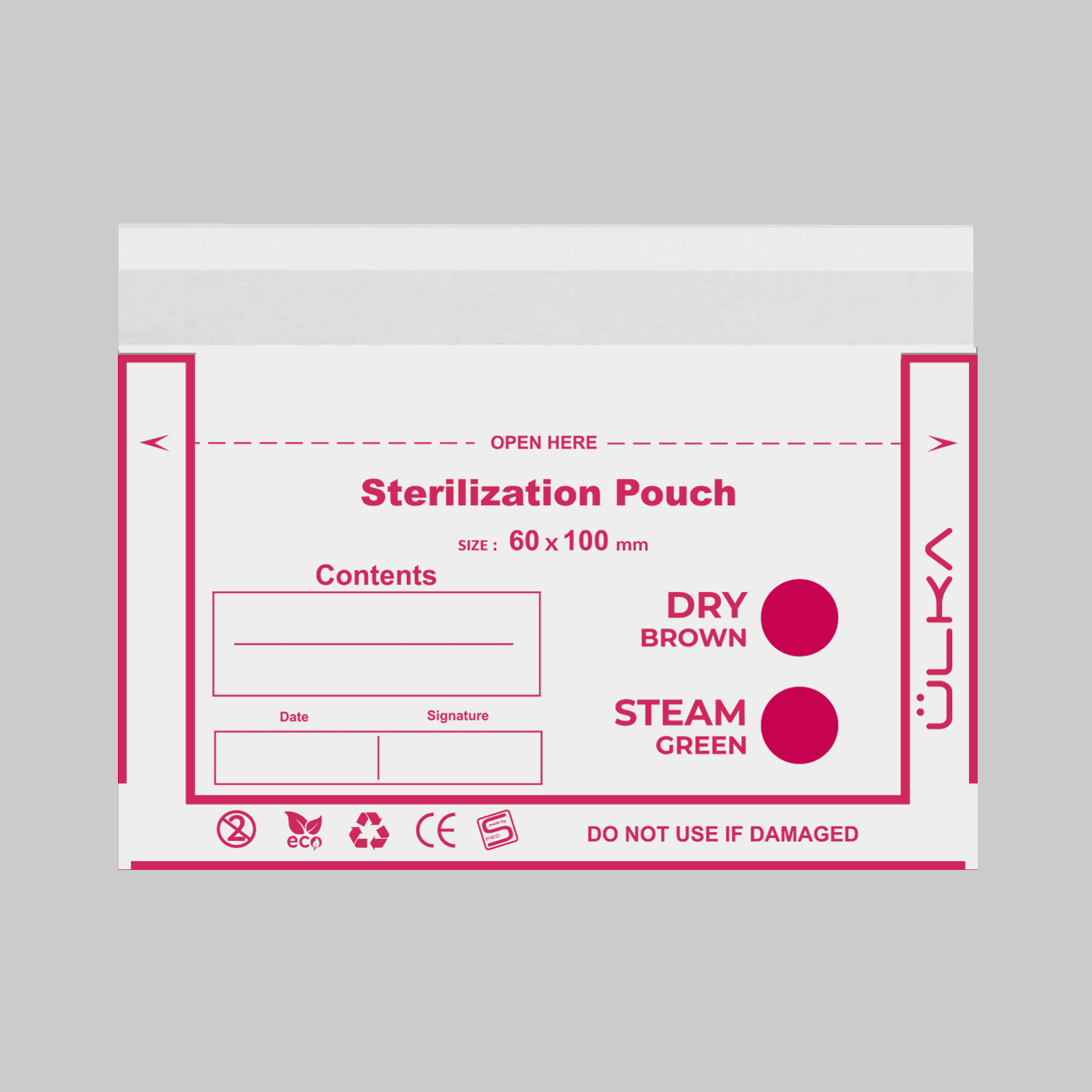 ÜLKA Sterilization pouches with indicator 100mmx60mm (100 pcs)