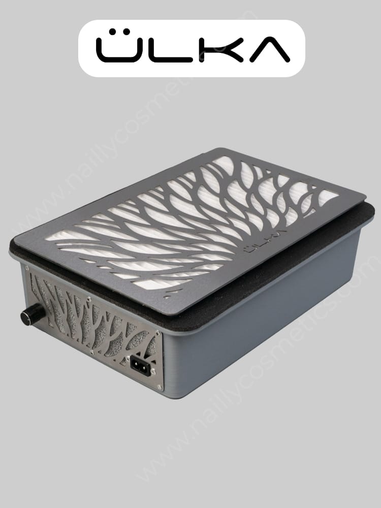 ÜLKA Built-in Tornado Desktop Gray Manicure Dust Collector + Kit (2 HEPA Filter, 1 Wooden Stick & 1 Brush)